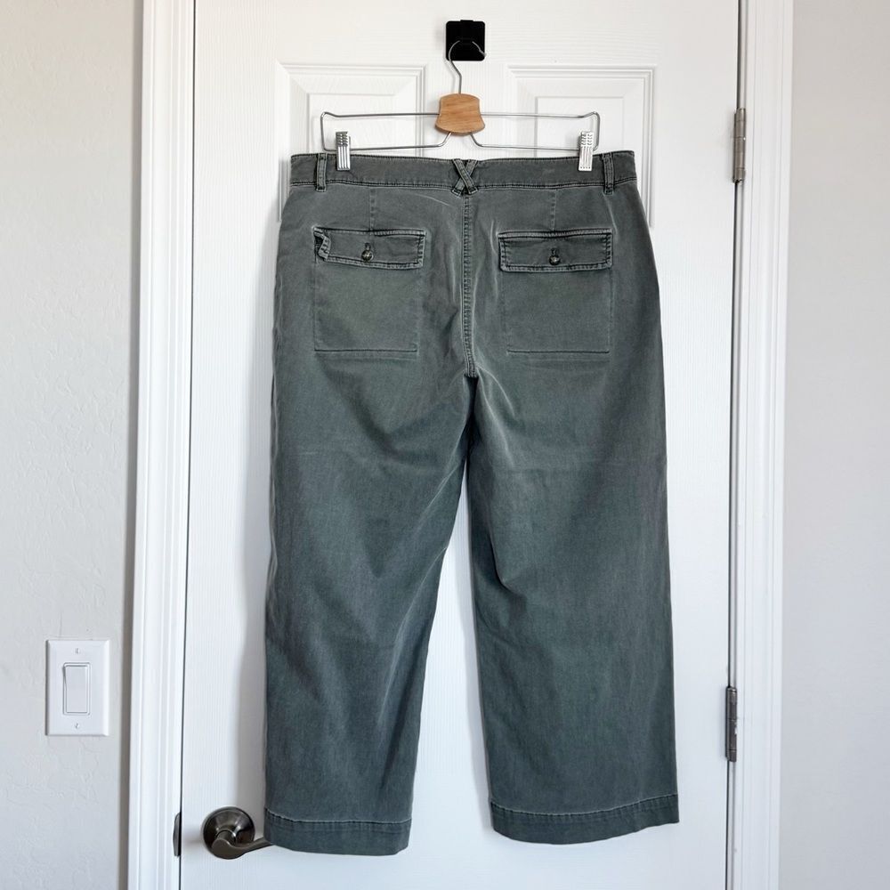 J Jill Extra Soft Waist Tie Wide Leg Cropped Pants in Green Size 14 - Picture 6 of 14